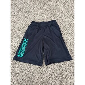 Under Armour Boys Black Teal Athletic Shorts Size Small